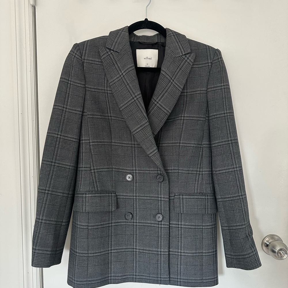 Wilfred Charcoal Checkered Blazer